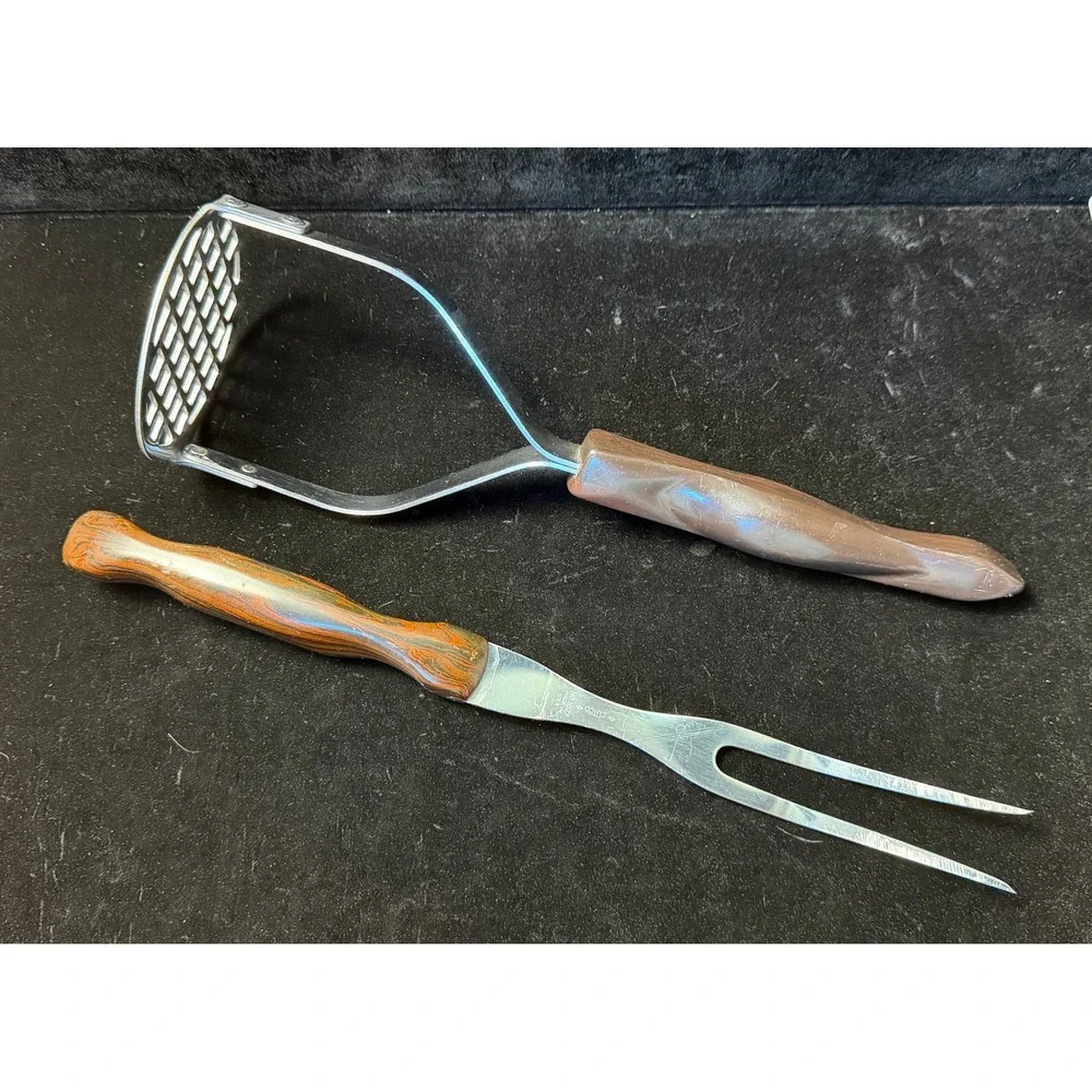 Vintage Cutco Kitchen Tools Set: Potato Masher 1150 KN & Carving Fork 1027 USA
